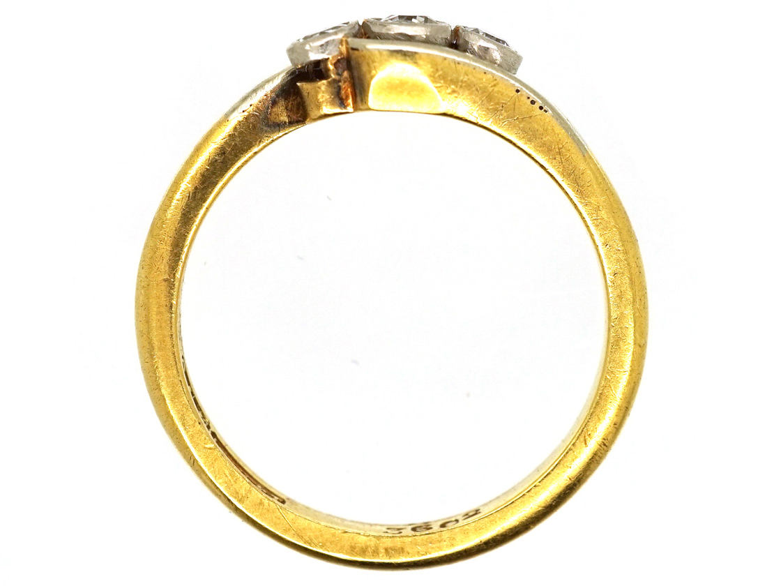 Edwardian 18ct Gold & Platinum, Diamond Three Stone Twist Ring (460H ...