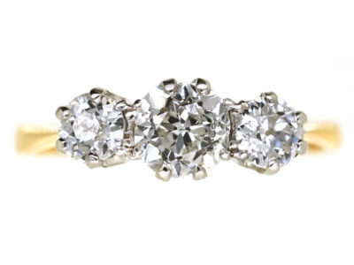 18ct Gold & Platinum, Diamond Three Stone Ring