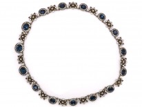 Silver, Blue & White Paste Necklace