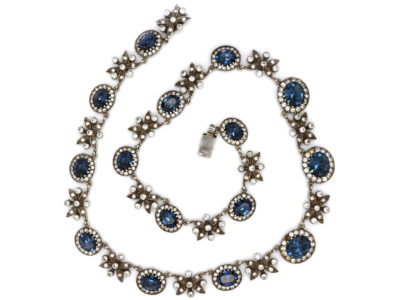 Silver, Blue & White Paste Necklace