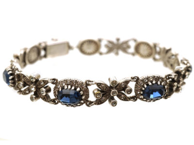 Silver, Blue & White Paste Bracelet