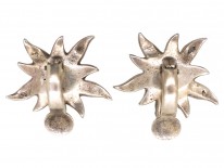 Silver & Marcasite Flower Clip On Earrings