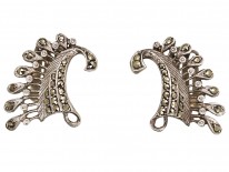 Art Deco Silver & Marcasite Clip On Wing Earrings
