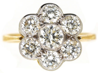 Austrian 14ct White Gold Diamond Cluster Ring