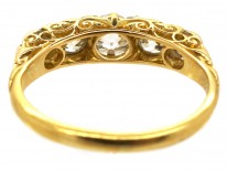 Victorian Five Stone Carved Diamond Half Hoop Ring
