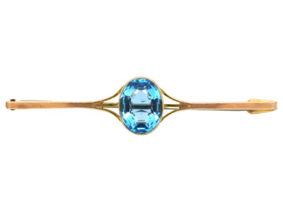 Art Deco 9ct Gold & Blue Paste Brooch
