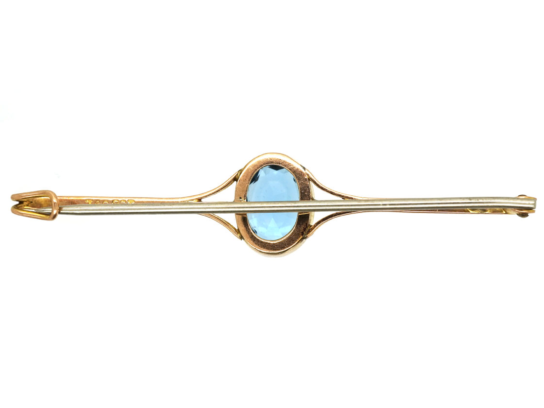 Art Deco 9ct Gold & Blue Paste Brooch (483H) | The Antique Jewellery ...