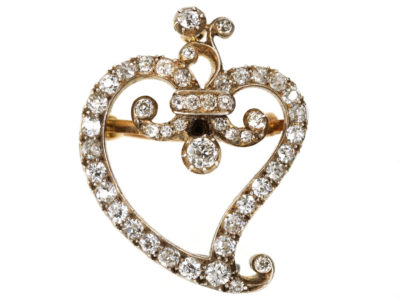 Edwardian Diamond Set Witch’s Heart Brooch/ Pendant