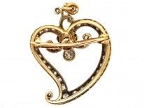 Edwardian Diamond Set Witch's Heart Brooch/ Pendant