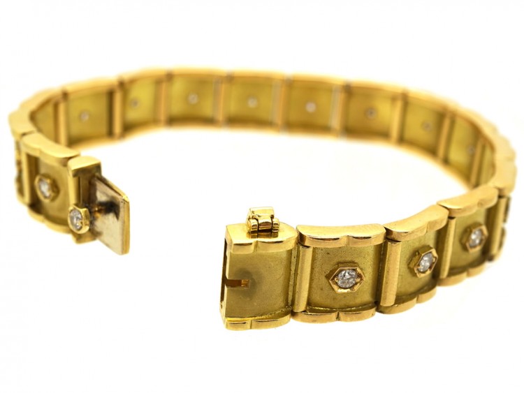 18ct Gold & Diamond Panel Bracelet
