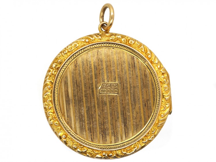 Edwardian 9ct Gold Round Locket With Cartouche