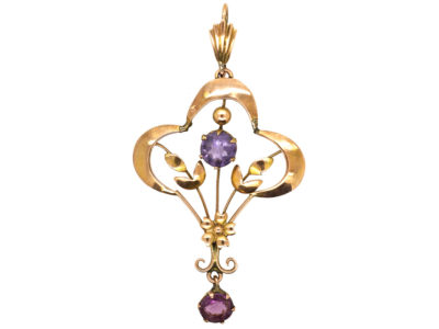 Art Nouveau 9ct Gold & Amethyst Pendant