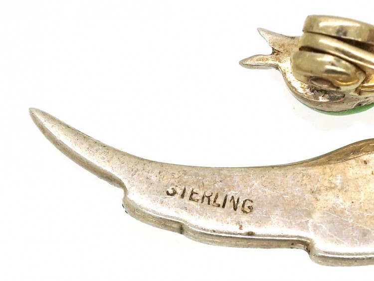 Edwardian Silver, Paste ​& Enamel Flying Duck Brooch