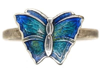 Art Nouveau Silver & Enamel Butterfly Ring