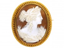 Victorian 15ct Gold Cameo Brooch of Greek Goddess Diameter