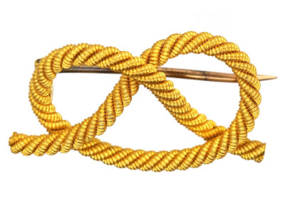 Edwardian 18ct Gold Lover’s Knot Brooch in Garrard’s Case