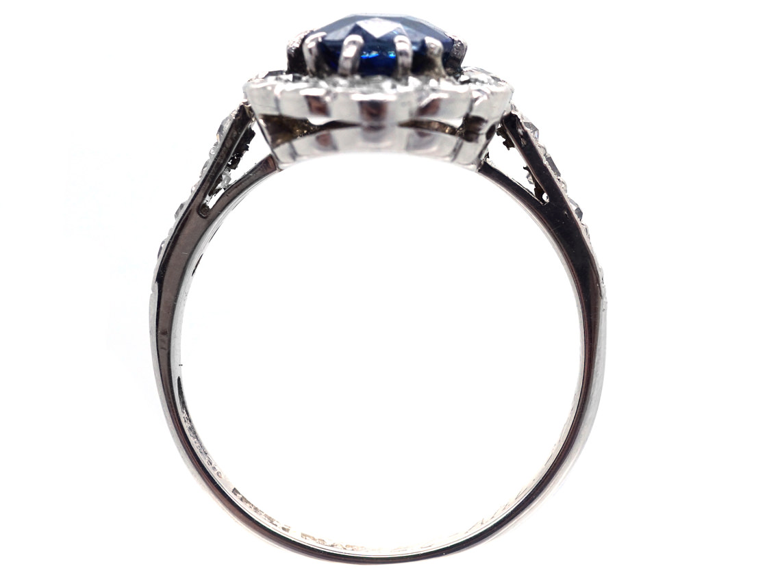 Sapphire & Diamond Oval Cluster Ring With Diamond Shoulders (407H ...