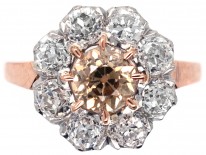 Fancy Champagne Diamond Cluster Ring