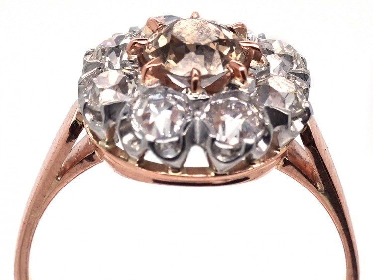 Fancy Champagne Diamond Cluster Ring