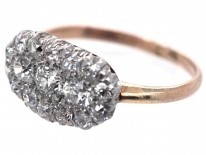 Edwardian 18ct Gold & Platinum, Oval Diamond Cluster Ring