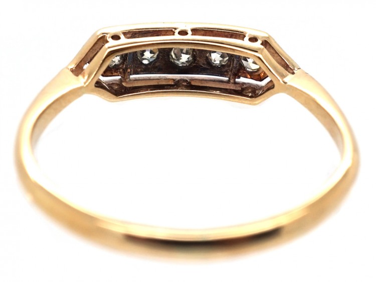Art Deco 18ct & Platinum, Diamond Five Stone Ring