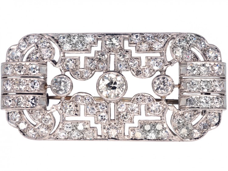 Art Deco Rectangular Platinum & Diamond Brooch