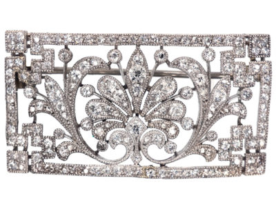 Edwardian Platinum & Diamond Rectangular Brooch