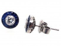 Diamond , Sapphire & Platinum Target Earrings