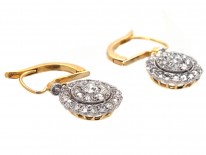 Edwardian Diamond Flower Cluster Earrings