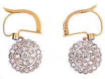 Edwardian Diamond Flower Cluster Earrings