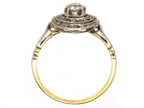 French 18ct Gold & Diamond Art Deco Oval Ring