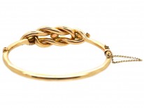 Edwardian 9ct Gold Knot Bracelet Set With Three Opals