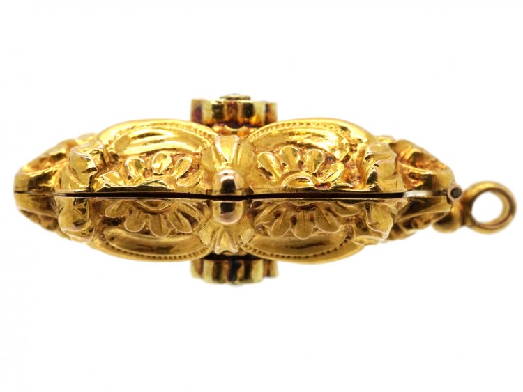 Late 18th Century French 18ct Gold, Garnet & Diamond Vinaigrette Pendant