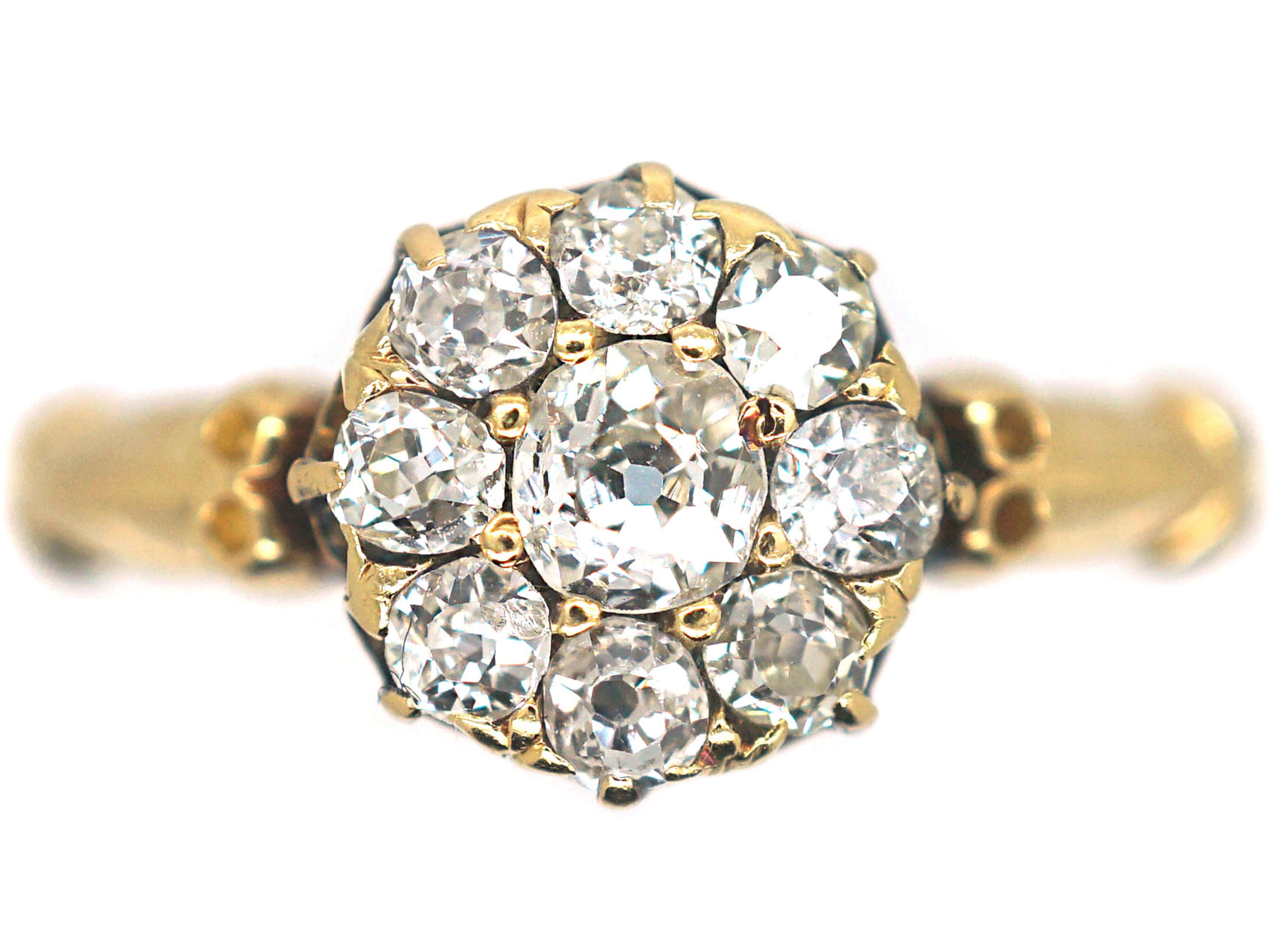 Edwardian 18ct Gold Diamond Cluster Ring (509H) | The Antique Jewellery ...