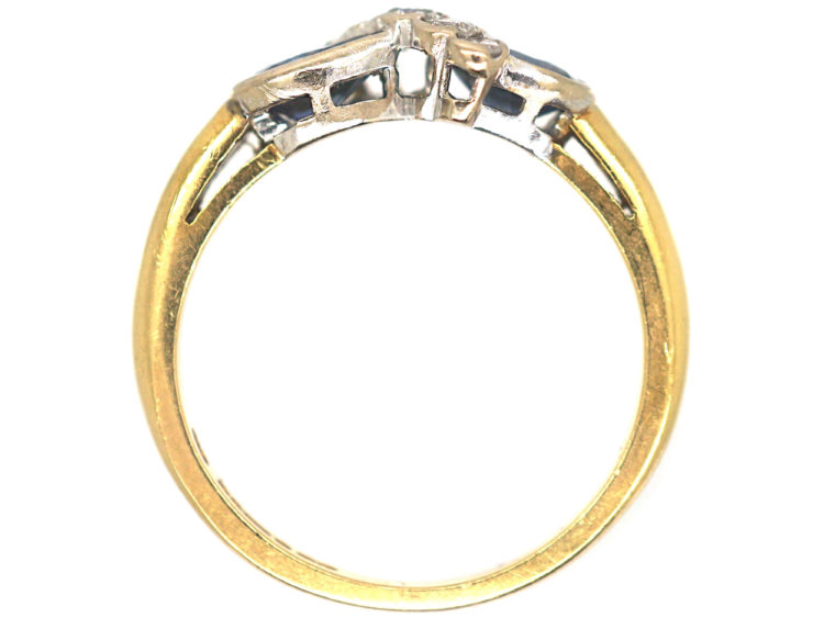 18ct Gold, Sapphire ​& Diamond Crossover Ring