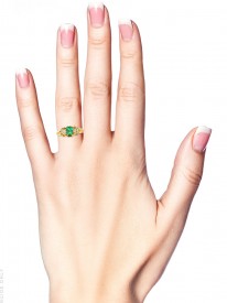 Victorian 18ct Gold, Emerald ​& Diamond Three Stone Ring