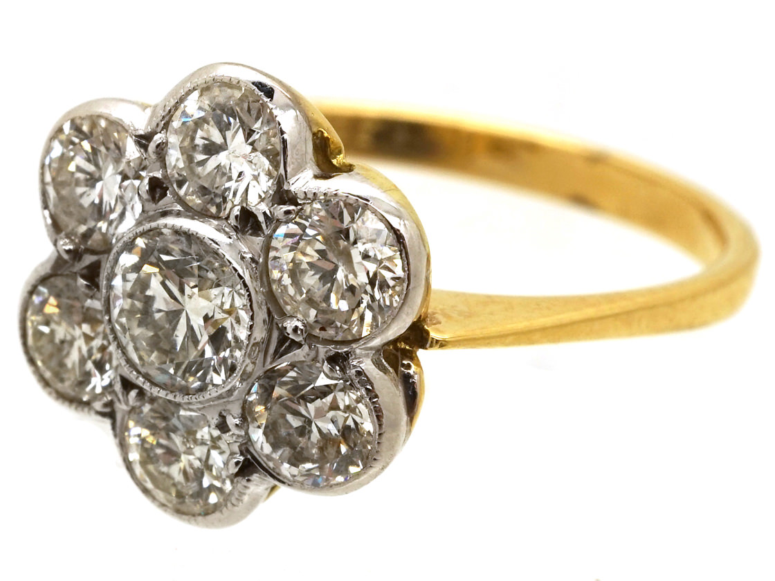 Austrian 14ct White Gold Diamond Cluster Ring (501H) | The Antique ...