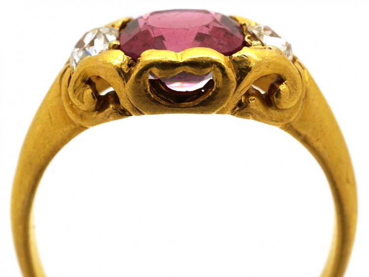Victorian Natural Pink Spinel & Diamond Ring