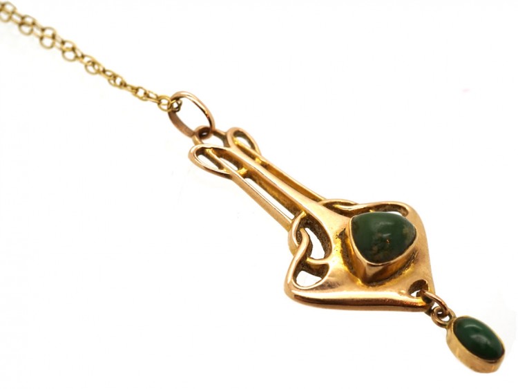 Art Nouveau 9ct Gold Pendant on Chain by Barnet Henry Joseph