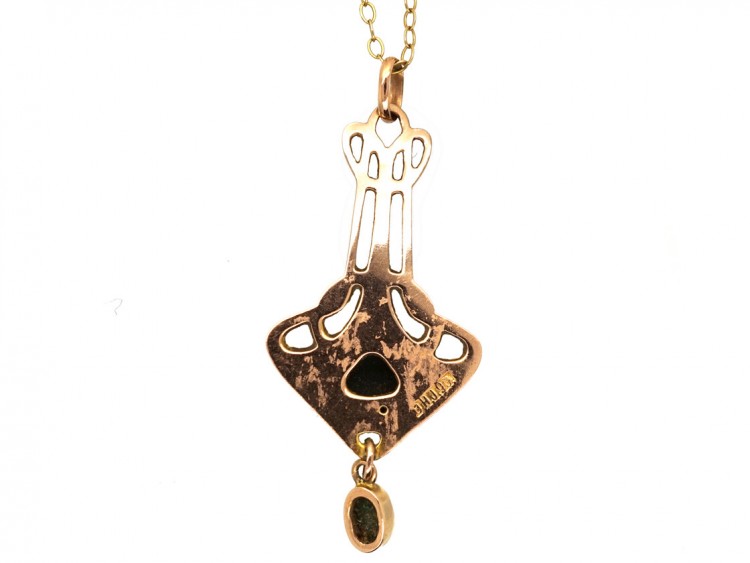 Art Nouveau 9ct Gold Pendant on Chain by Barnet Henry Joseph