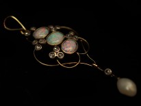 Edwardian Gold, Opal, Pearl ​& Rose Diamond Pendant