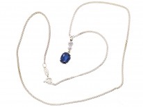 Sapphire & Diamond Drop Pendant on 18ct White Gold Chain