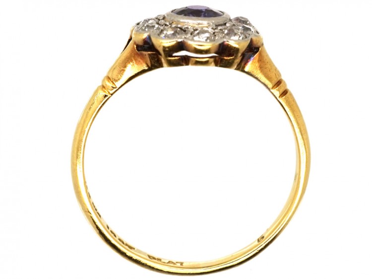 Edwardian Amethyst & Diamond Cluster Ring