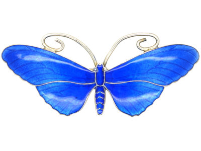 Silver & Blue Enamel Butterfly Brooch