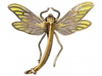 Art Nouveau Plique-à-Jour Silver &  Dragonfly Brooch