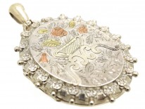 Victorian Silver & Gold Overlay Flower Basket Locket