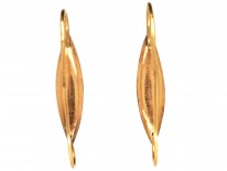 French Early 19th Century 18ct Gold Faceted Gold Long Hoop Earrings