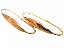 French Early 19th Century 18ct Gold Faceted Gold Long Hoop Earrings