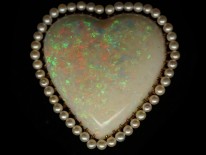 Edwardian 14ct Gold Large Opal ​& Natural Pearl Heart Pendant & Brooch