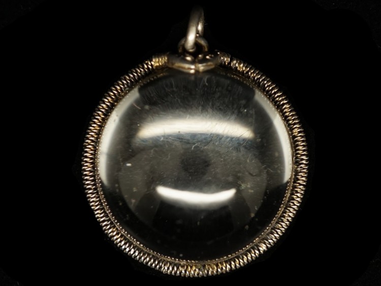 Victorian Silver Double Snake ​& Rock Crystal Round Pendant